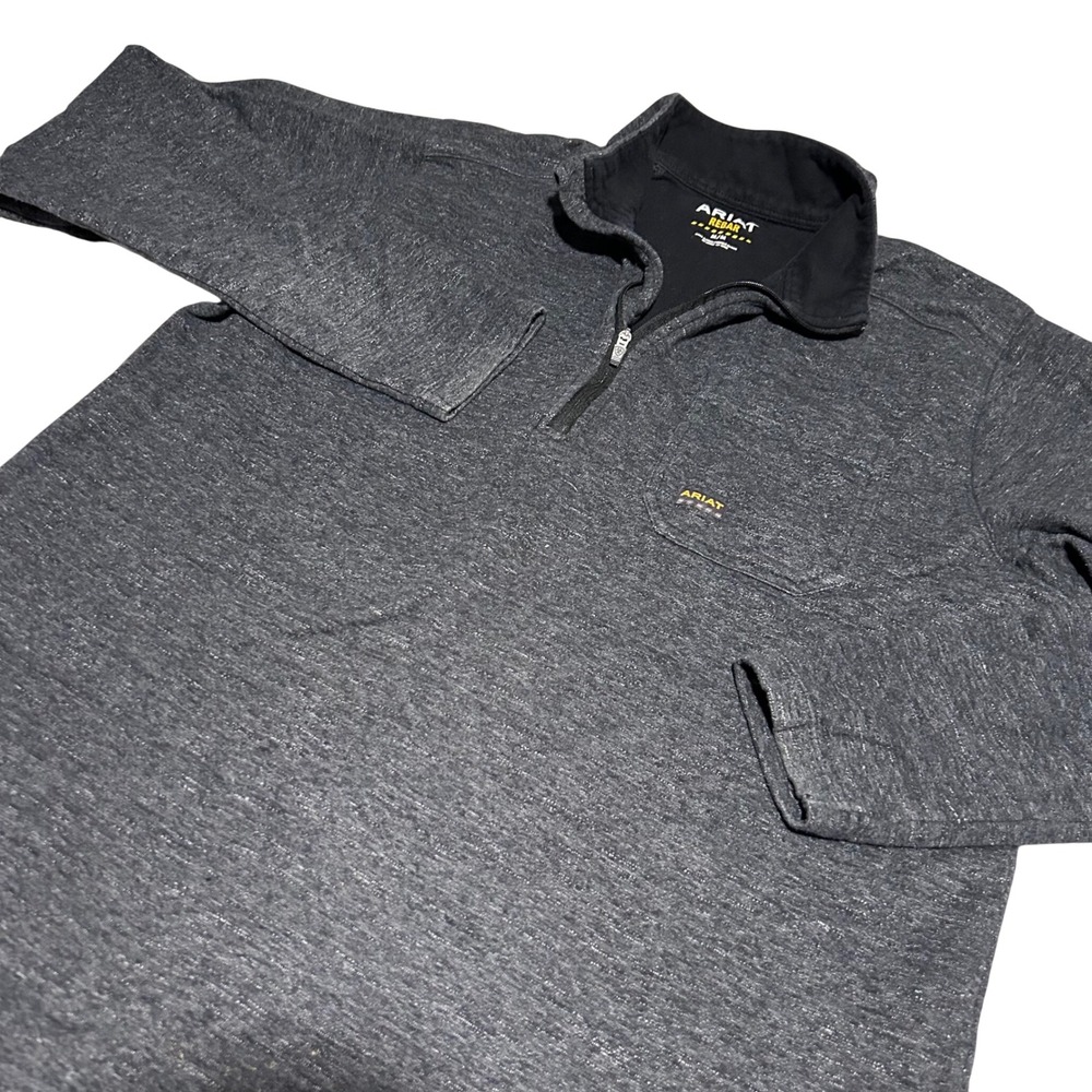 Ariat Rebar Quarter Zip Pullover Mens Size M Charcoal Heather Grey Workwear